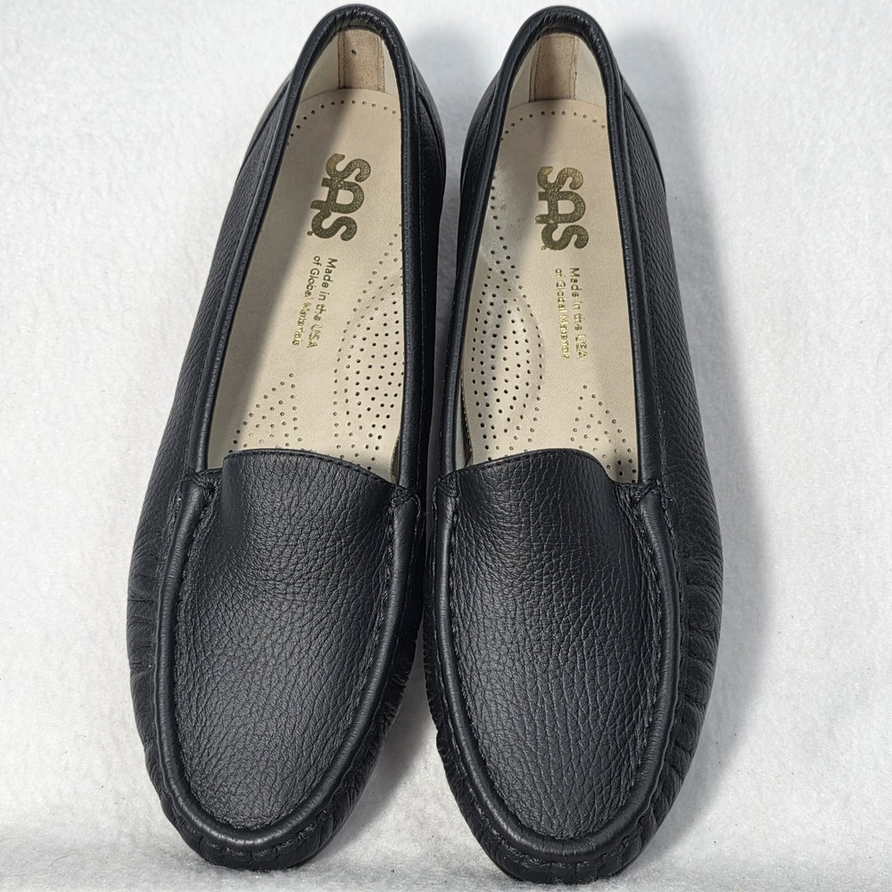 SAS Womens Simplify Loafer In Black Leather Slip On Shoes Size 8 M MADE IN USA!